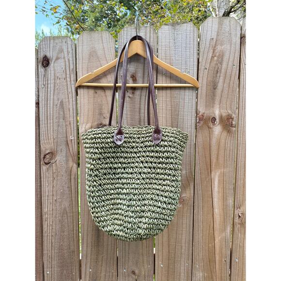 Olive Woven Tote Bag - Picture 3 of 6
